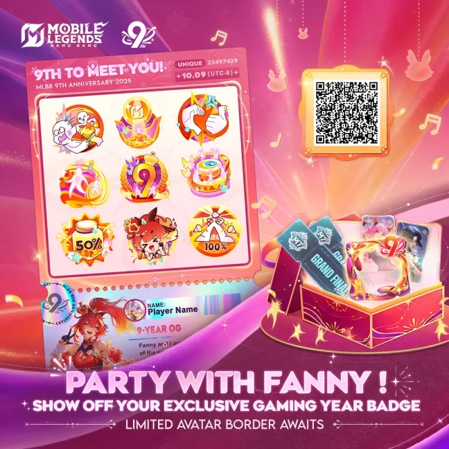 Event Web “Party Badge Collection” Mobile Legends 9th Anniversary Resmi Dimulai! Dapatkan Avatar Border Eksklusif dan Tiket M7 Final
