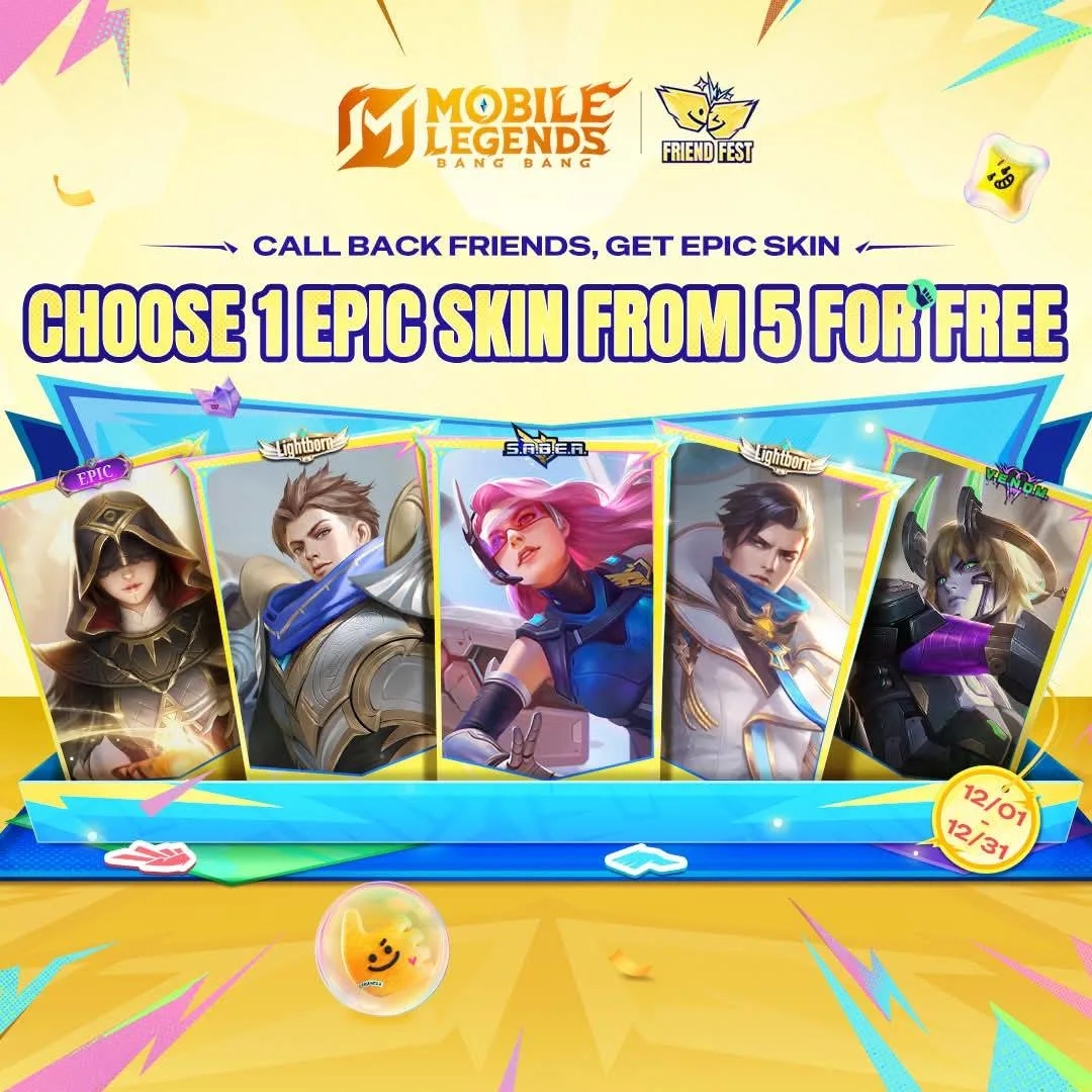 MLBB Friend Fest Hadirkan Skin Epic Gratis Pilihanmu! Begini Cara Lengkap Mendapatkannya