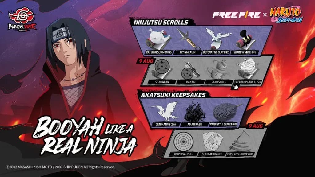 Kolaborasi Free Fire x Naruto Shippuden Kembali! Hadirkan Tsukuyomi Zone, Ninjutsu, Akatsuki & Battle Loot Menarik