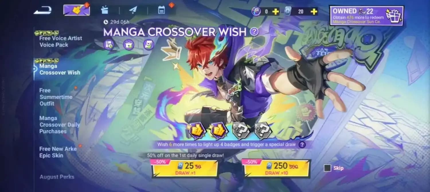 Event Crossover Manga Honor of Kings Agustus – September 2025: Skin Gratis, Outfit Eksklusif, dan Hadiah Menarik!