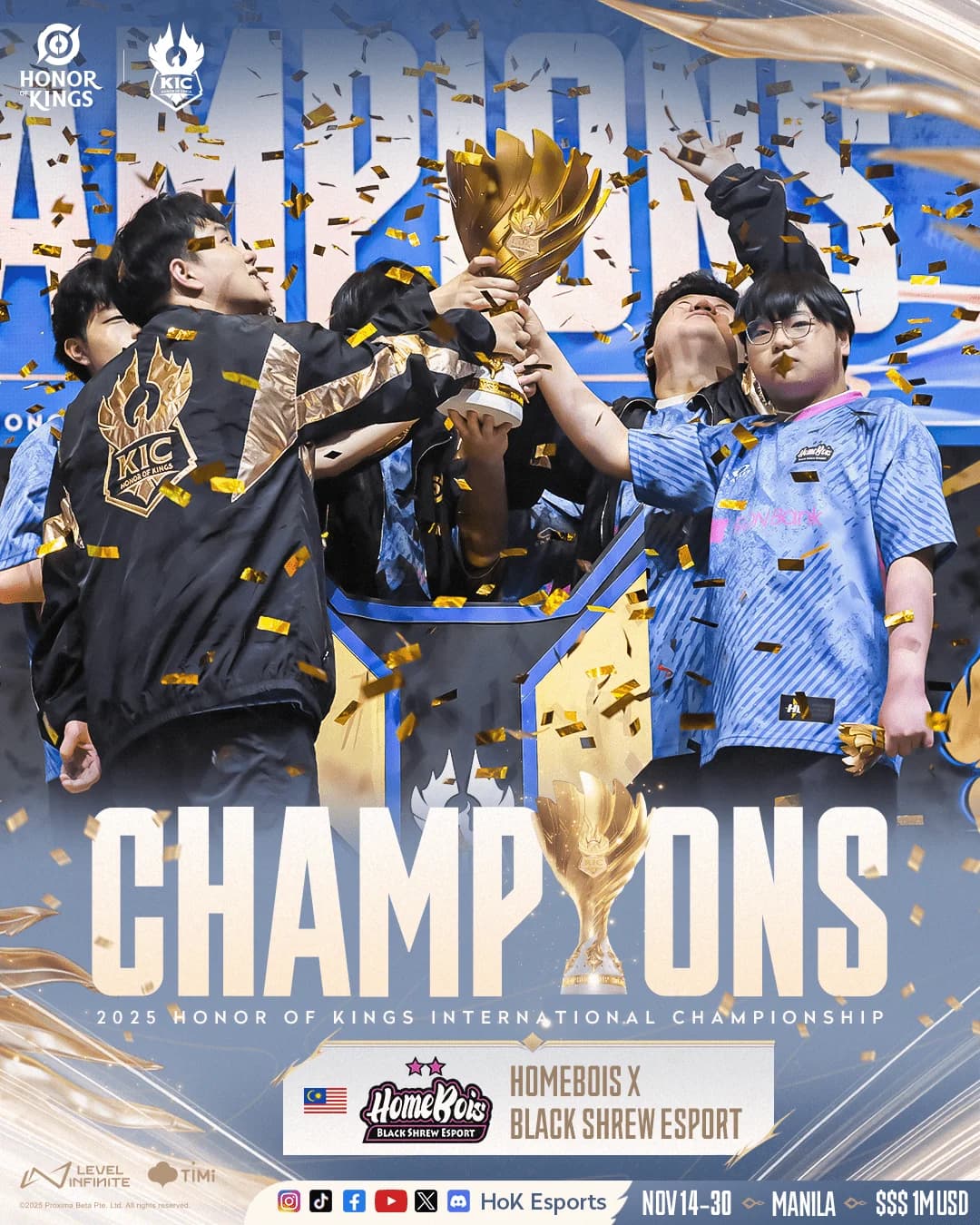 Homebois x Black Shrew Esport (HBSE) Resmi Juara Honor of Kings International Championship 2025, Jadwal Esports 2026 Resmi Diumumkan!