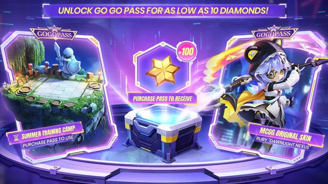 Go Go Pass Juli Magic Chess Go Go Resmi Hadir! Skin Ruby Dawnlight Nexus, Hadiah Crystal of Aurora, dan Event 10 Diamond Wajib Kamu Ambil