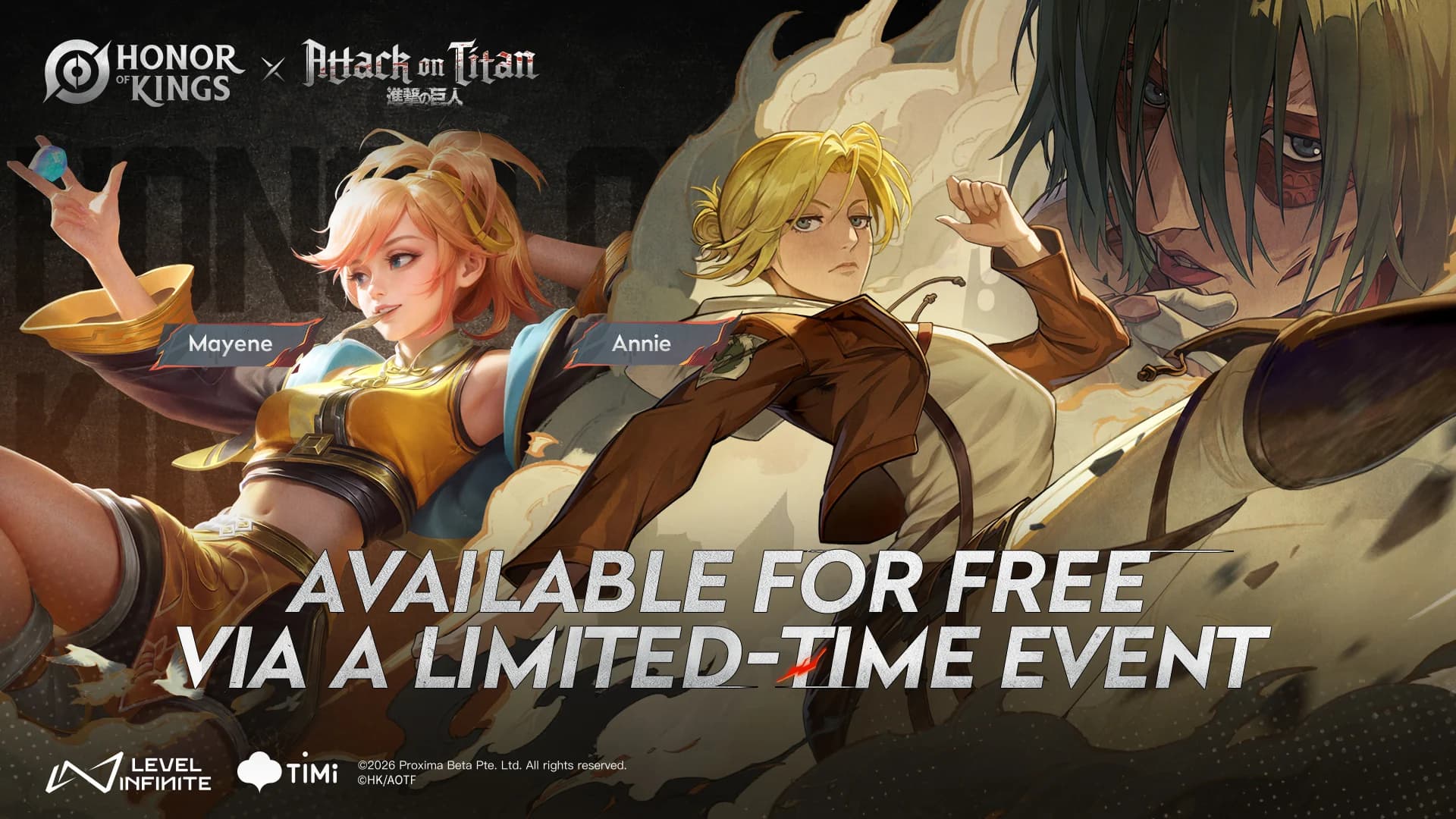 Skin Annie Mayene Honor of Kings x Attack on Titan Segera Hadir! Female Titan Siap Mengguncang Battlefield