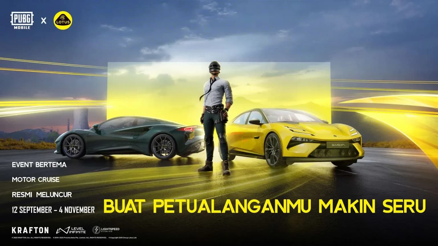 PUBG Mobile x Lotus: Event Motor Cruise Hadirkan Mobil Mewah Emira dan Emeya! 